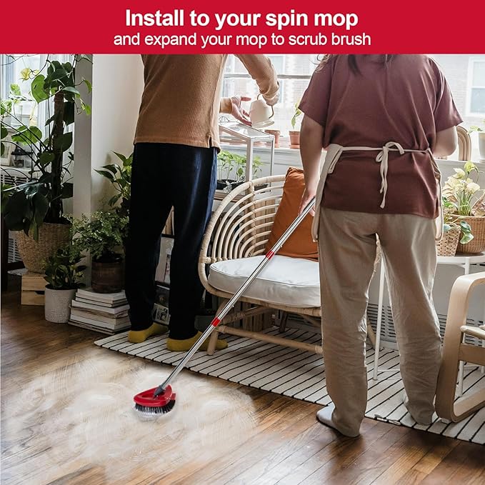 Spin Mop Scrub Brush with Mop Head Base Compatible for O Cedar EasyWring 1-Tank System, Floor Scrubber Mop Head Replacement Cleaning Brush for Bathroom, Kitchen, Tub and Tile, Spin Mop Attachments