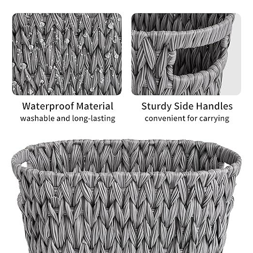 GRANNY SAYS Wicker Waste Basket - Waterproof, Space-Saving, 19L/5Gallon, Bathroom & Bedroom Trash Can