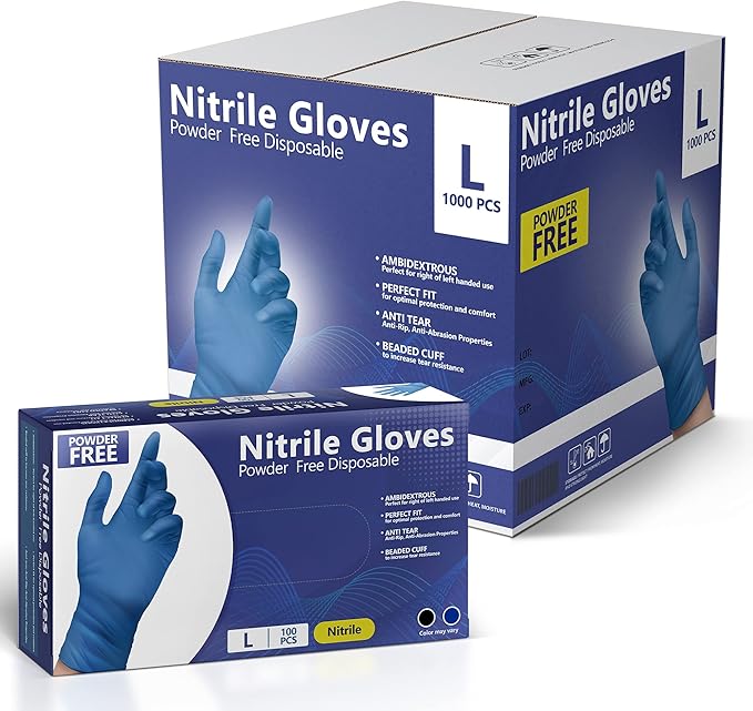 Nitrile Gloves, Disposable Gloves, Comfortable, Powder Free, Latex Free | 100-1000 Gloves