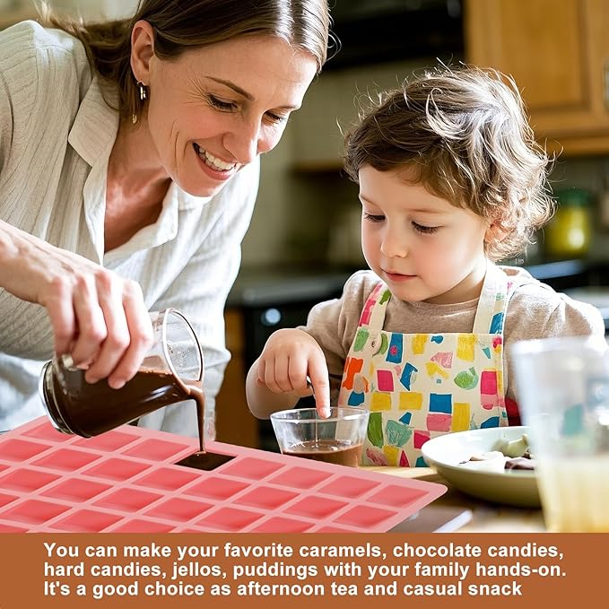 2 Pack Square Chocolate Mold, 40 Cavity Small Silicone Candy Molds, Non Stick Silicone Molds for Candy, Gummy, Hard Candy, Jelly, Ice Cubes, Chocolate, Ganache, Bite Size Pudding