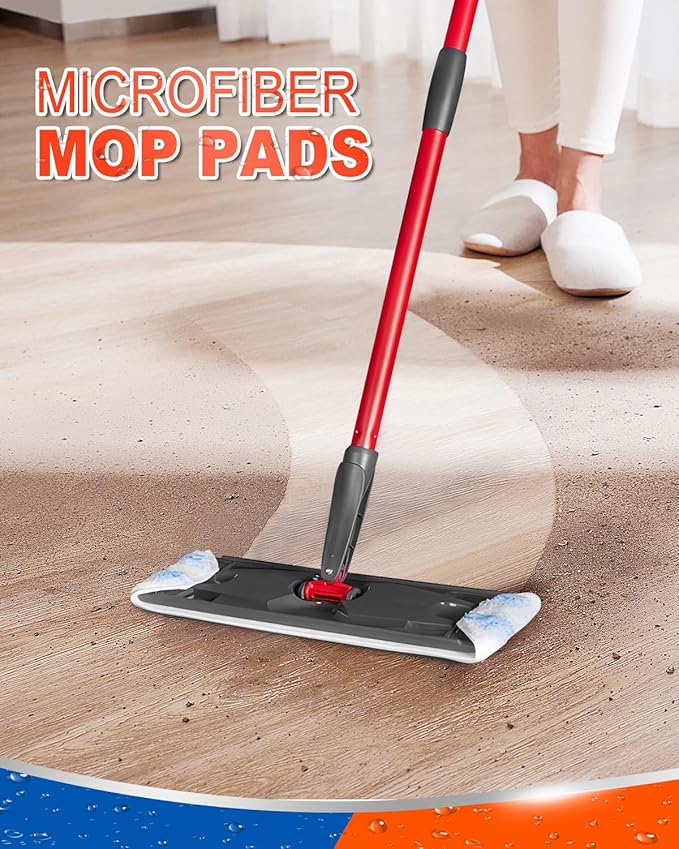 Mop Heads Replacements Compatible with O-Cedar H2 Pro Flat Mop System, Microfiber Mop Pads Replacement Fit for Ocedar Flat Mop System, Mop Heads Replacements for Wet Dry Floor Cleaning, 3+3 Pack