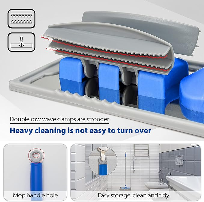 Professional Microfiber Hardwood Floor Mop, Flat Mops with 5 Pieces Reusable Washable Pads for Home and Office Wet or Dry Floor Cleaning (Sky Blue)