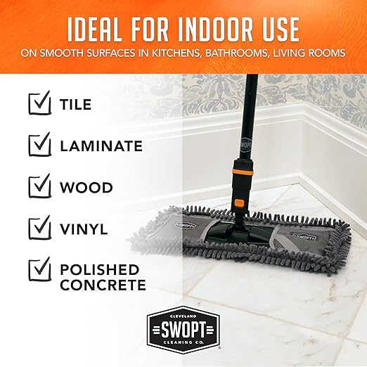 SWOPT 18” Microfiber Dust Mop Refill – Cleaning Pad for Use on Wood, Laminate, Tile – Interchangeable with All SWOPT Cleaning Products for More Efficient Cleaning and Storage
