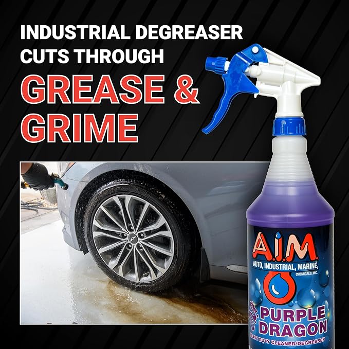 AIM Purple Dragon - Heavy Duty Degreaser Concentrate Industrial Degreaser, Wheel and Tire Cleaner, Equipment Degreaser cleaner - Premium Car Cleaner - Gal