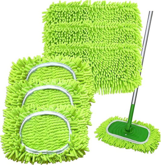 6PCS Reusable Microfiber Mop Pads Compatible with Swiffer Sweeper Mop,Reusable Dry Sweeping Cloths for Swiffer,Wet Mopping Pad Refills & Washable Dry Sweeping Cloths for Hardwood Floor/Tile Cleaning