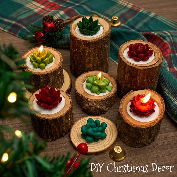 Succulent Candle Molds for Candle Making 7 Cavity 3D Succulents Silicone Wax Mold DIY Handmade Cactus Plant Flower Art Craft Mould Epoxy Resin Casting Soap Cement Concrete Ornament Moulds Home Decor