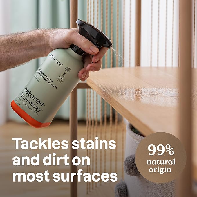 ATTITUDE All-Purpose Cleaner Spray, Plant-Based Ingredients, EWG Verified, Streak Free, Ammonia Free, Removes Fingerprints, Dust and Dirt, Sage & Orange, 26 Fl Oz