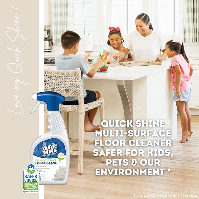 Quick Shine Multi Surface Floor Cleaner Daily Care 24oz, 6Pk | Ready to Use, Dirt Dissolving, Streak Free, No Rinse | Use on Hardwood, Laminate, Luxury Vinyl Plank LVT, Tile & Stone | Safer Choice