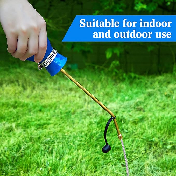 Boao Diatomaceous Earth Powder Duster Bulb Duster Sprayer 3.5 oz with Long Copper Garden Powder Applicator Dispenser for Organic Gardening Agricultural Supplies(Blue)