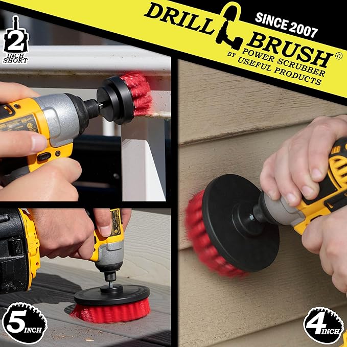 Outdoor Cleaning Supplies - Outdoor Drill Power Scrub Brush Kit - Bird Bath Cleaning Brushes - Garden Tool Cleaning Brushes - Fountain Scrub Brushes - Headstone Cleaning Tools - Home Deck Scrub Brush