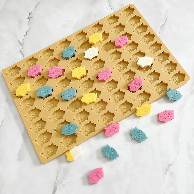 Adorable Piggy Bank Silicone Molds for Homemade Chocolates, Gummies, Candies with Scraper