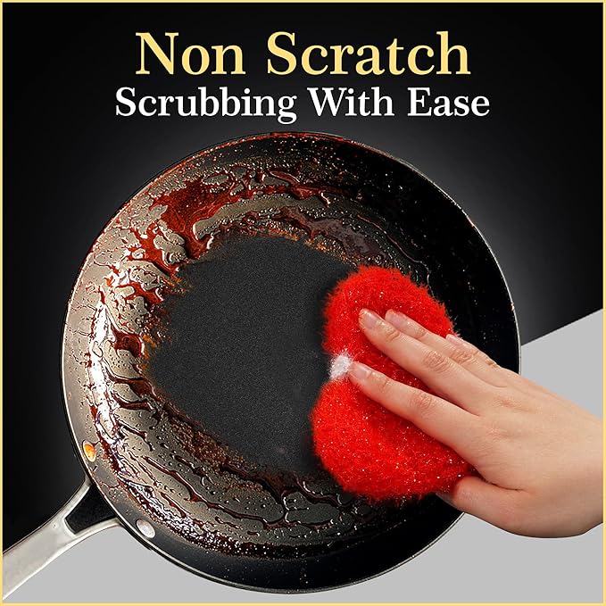 Dish Scrubber–Long Lasting, Non-Scratch, Odorless & Reusable Cookware Scrubber for Kitchen, Bathroom, and Floor–Big & Durable Alternative to Rags & Sponges, Heart Shape (3PK)