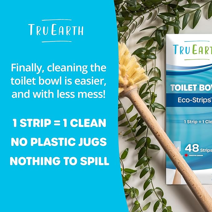 Tru Earth Toilet Bowl Cleaner Eco-Strips | Plastic Jug-Free, Septic-Safe For Cleaning | Easy to Use | 48 Strips