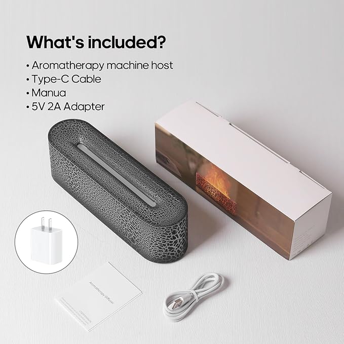 Essential Oil Air Diffuser Flame Colorful Water Vapor Fire Fireplace Humidifier for Aromatherapy Aroma Machine for Room Bedroom