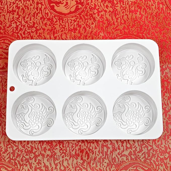 TUKE Silicone Mold Dragon and Phoenix Non-Stick Food Grade Silicone Molds for Chocolate, Candy, Jelly, Ice Cube, Cupcake Baking Mould, Muffin Pan (Dragon Phoenix G)
