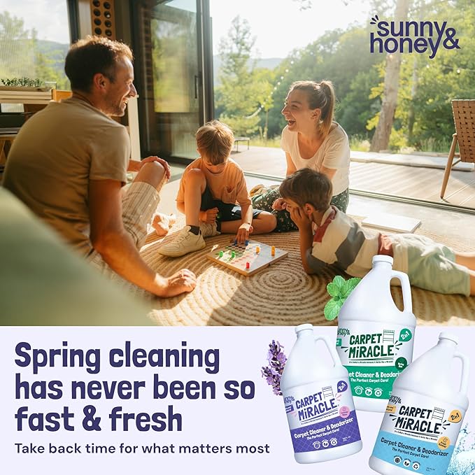 Sunny & Honey Carpet Cleaner Shampoo - 128 Fl Oz, Light Lavender Scent - Pet Stain Remover & Odor Eliminator - Rug Cleaner & Upholstery Cleaner Solution for Machine Use