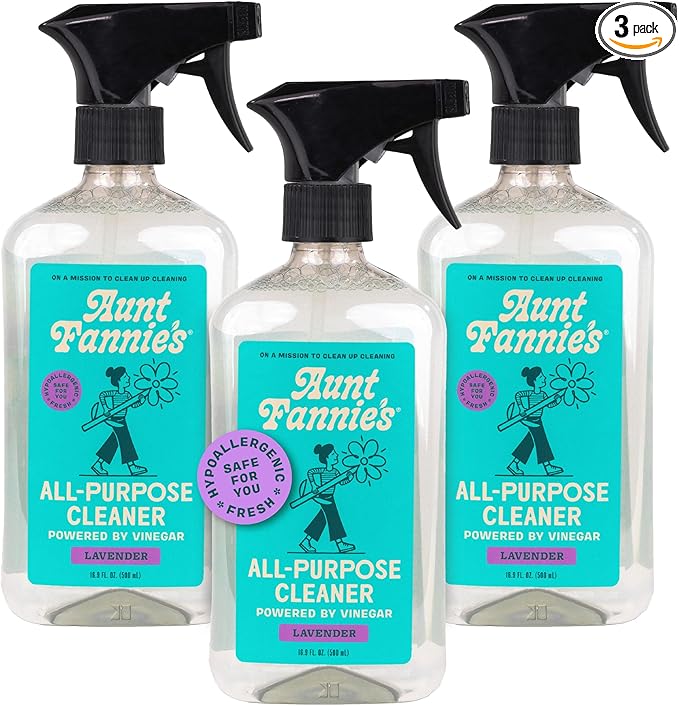 Aunt Fannie's All Purpose Household Cleaner, Multi-surface Spray, Powered by Vinegar for Kitchen, Bath, Windows and Countertops, Lavender Scent (Pack of 3)