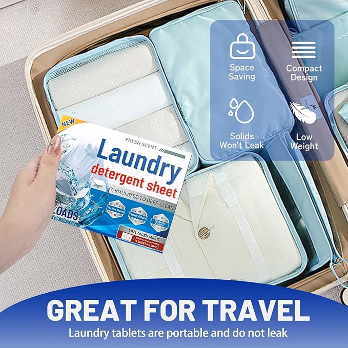 Laundry Sheet Paper, Washing Powder, Fresh Scent Laundry Detergent Sheets, 120 Loads, Deep Clean Formula with Stain Fighting Power(120PCS)