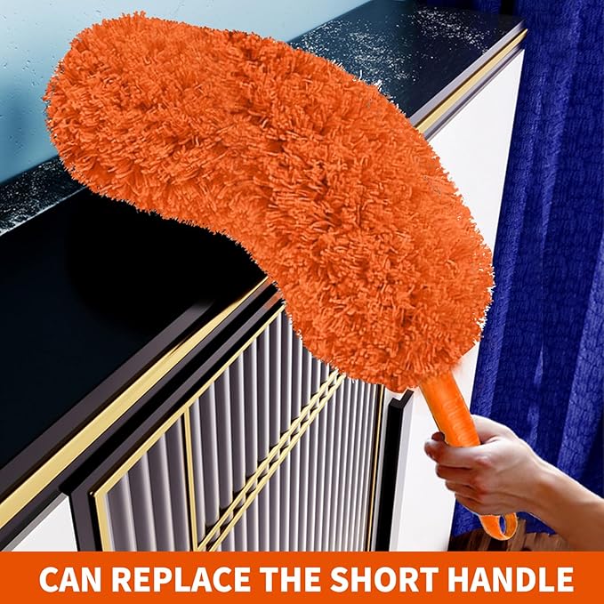 Cobweb Duster with Extension Pole,Cleaner Outdoor 110" Telescoping Extended Sspider Brush, Dusting Kit,Long Handle Reach for High Ceilings and Fans,Microfiber Webster Remover Tools Feather Dusters