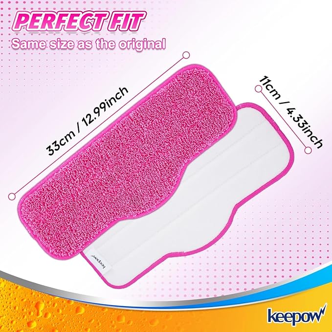 KEEPOW Microfiber Steam Mop Pads Compatible with Schenley Steam Mop 7 in 1, Washable and Reusable Mop Replacement Pads Steam Cleaner Attachments for Multi Surface Floor 2 Pack