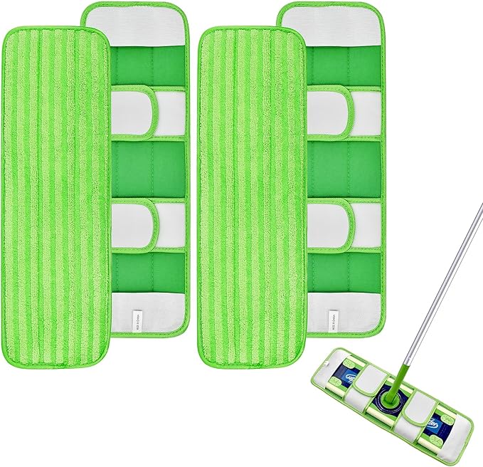 4 Pack Microfiber Mop Pads for Swiffer XL Mops Reusable Wet and Dry Mopping Cloths Compatible with Swiffer Sweeper XL,Washable XL Mop Refill Replacement for All Hardwood Dry & Wet Cleaning