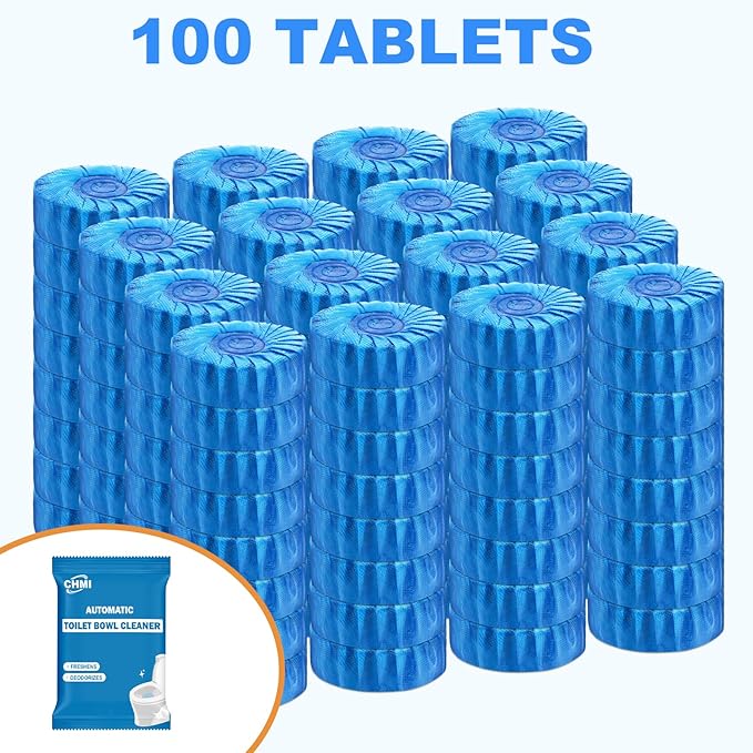 CHMI 100 Pack Toilet Bowl Cleaner Tablets, Long-lasting Bathroom Toilet Tank Cleaner.(Blue)