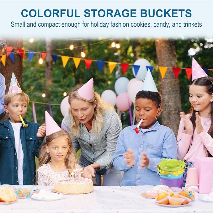 PATIKIL 5"x4.7" Small Metal Buckets with Handle, 12 Pcs Mini Bucket Easter Buckets, Green