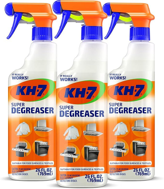 KH-7 Super Degreaser Multipurpose Cleaning Spray: The Heavy Duty All Purpose Cleaner for Your Home, Kitchen, Garage, Car & Laundry | Total Cleaner & Powerful Grease Remover, 26 oz (3 Pack)