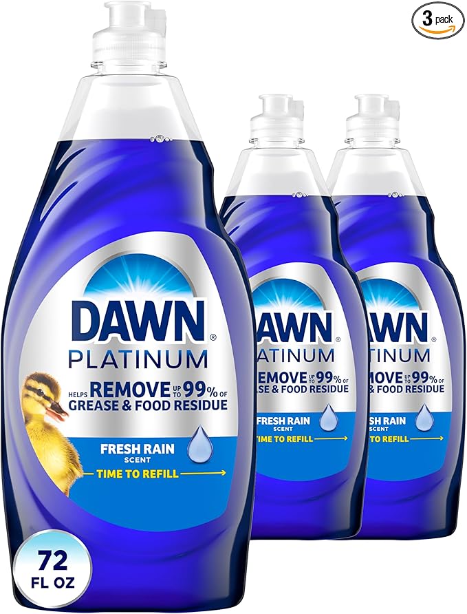 Dawn Platinum Dish Soap, Dishwashing Liquid, Fresh Rain, 3X24OZ