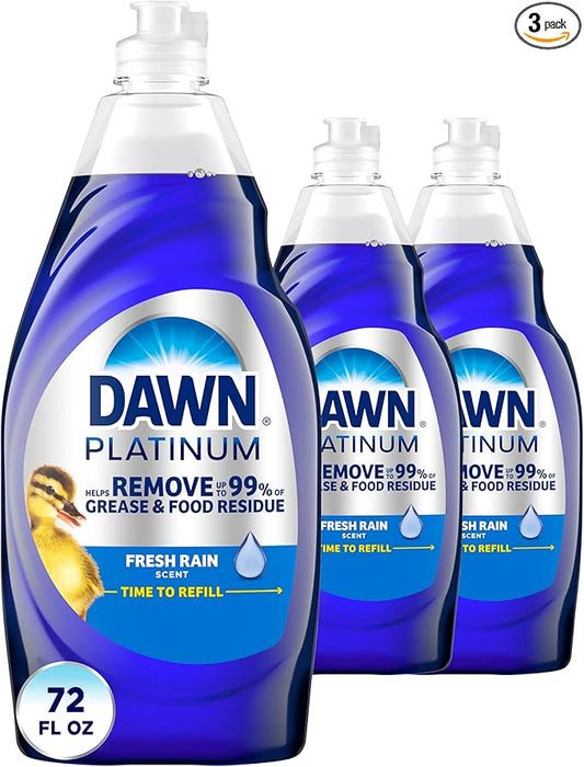 Dawn Platinum Dish Soap, Dishwashing Liquid, Fresh Rain, 3X24OZ