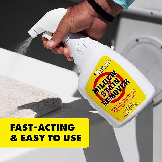 STAR BRITE Mold Stain & Mildew Stain Remover + Cleaner – Lifts Dirt & Removes Mildew Stains on Contact - 22 OZ Spray, clear (085616SS)