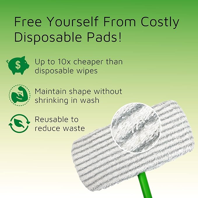 4 Pack of Reusable Mop Pad Compatible with Swiffer Sweeper, Heavy Duty Scrubby Microfiber Mop Cover Multi-Surface Cleaning Wet Dry Refills