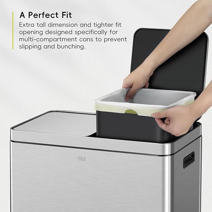 EKO 8 Gallon / 30.3 Liter,100 Count Drawstring Trash Bags, Extra-Strong Unscented Garbage Bags, Easy-Dispense Roll for Kitchen & Household Use, Resists Tears, Leaks and Punctures, Code F-1, White