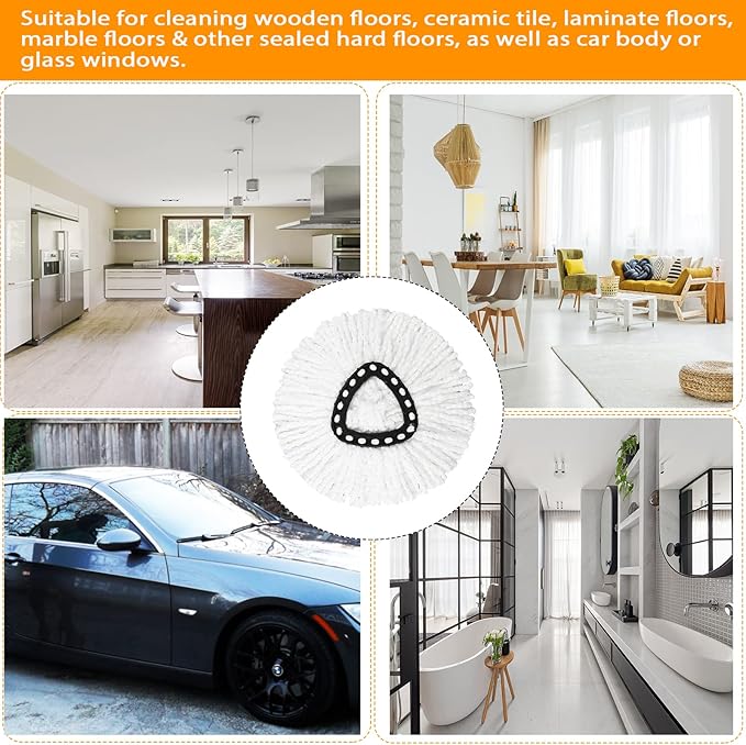 10Pack Spin Mop Replacement Heads for O Cedar, 100% Microfiber Mop Head Replacement Fits Triangle Mop Replace, Easywring 1-Tank System, 360 Degree Spin Refill for Easy House Cleaning Floor Mopping