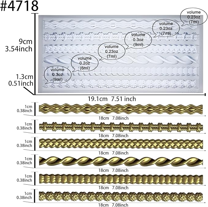 Trimming Ornaments Mold for Polyclay Air Dry Clay Plaster