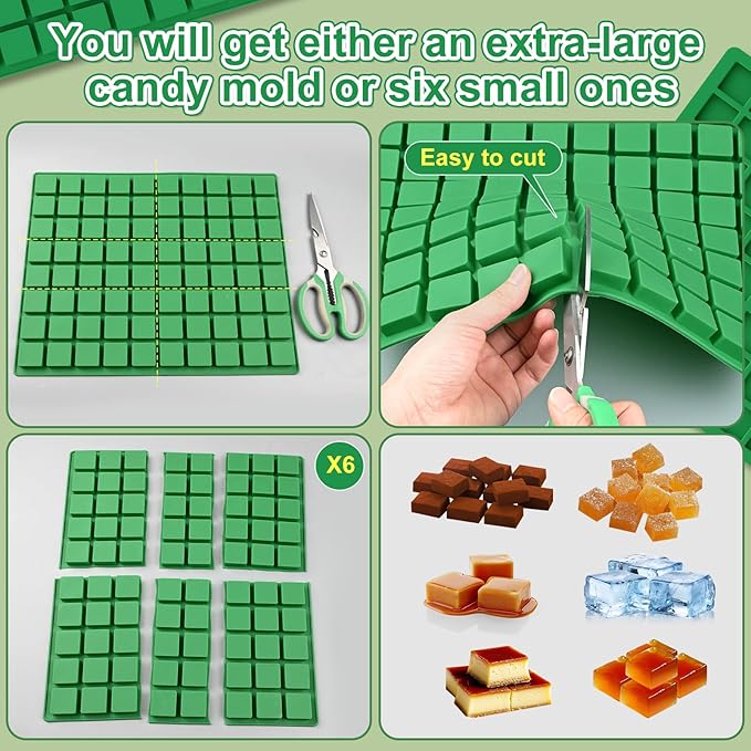 Chocolate Molds, 80 Cavities Gummy Molds, Non Stick Silicone Candy Molds for Square Chocolates, Caramels, Keto Snack Fat Bombs, Ice Cubes, Jellies, Gummies and Pet Snacks, Candy Molds Bite Size
