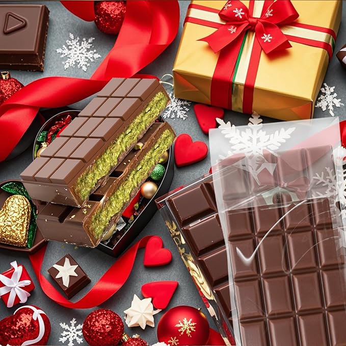 Juome Large Chocolate Bar Mold Deep - 1 Inch Deep Silicone Thick Chocolate Bar Molds for Stuffed Bar, Big Chocolate Bar Mold for Filling Knafeh Pistachio Chocolate Candy Bar with 100Pcs Storage Bags