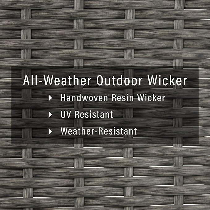 Crosley Furniture Palm Harbor Resin Wicker Outdoor Trash Can With Lid for Backyard, Patio, Deck, Balcony, Gray