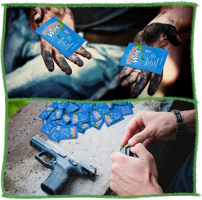 50 Pack Lead Remover Wipes for Shooting Hand & Surface Cleaning Wipes Effectively Removes Lead, Dust, Oil & Grime Individually Wrapped Wipe for Shooting Ranges, Hunting, Industrial Use