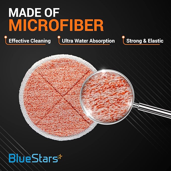 BlueStars 8 Pack Spinwave Mop Pads Replacement Compatible with Bissell Spinwave 2124 2039A 2039 2307 23157 20391 20399 Hard Floor Cleaners - 4 Heavy Scrub, 2 Scrubby, 2 Soft - Washable and Reusable