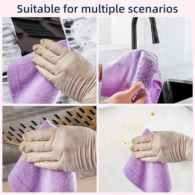 Microfiber Cleaning Cloth Roll - 85 Pack, Tear Away Microfiber Towels, 12" x 12", Reusable, Washable, Streak Free, Ultra Absorbent Dish Rags for Car, Home, Garage or Shop (Purple)