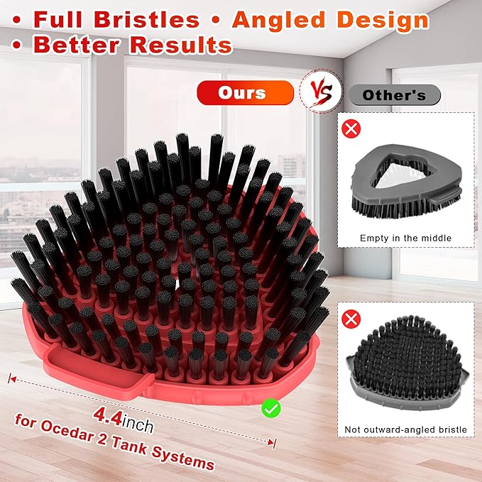 Upgraded Scrubber Mop Head for Ocedar Mop RinseClean 2 Tank System, Outward-Angled Full Bristles Scrub Brush Head Better Reach Corners & Edges, Kitchen Bathroom Floor Cleaning Brush - 2 Pack