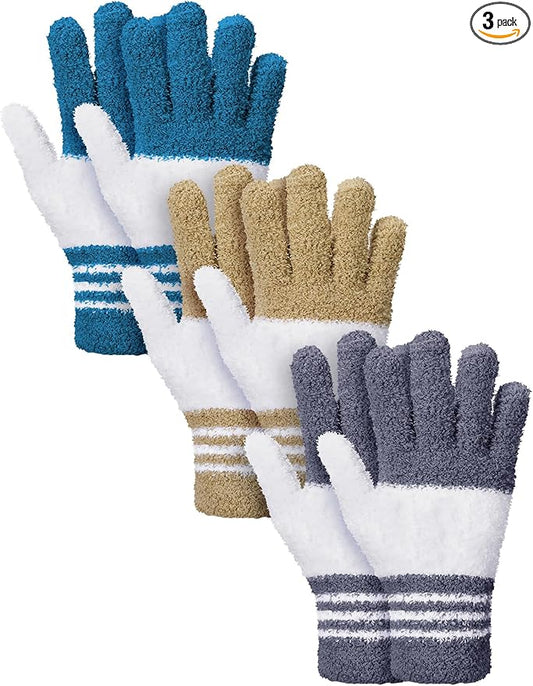 Patelai 3 Pairs Microfiber Plant Dusting Gloves Leaf Cleaning Gloves for Indoor Plants, Blinds, Furniture, House (Large,Dark Blue, Gray, Khaki, White)
