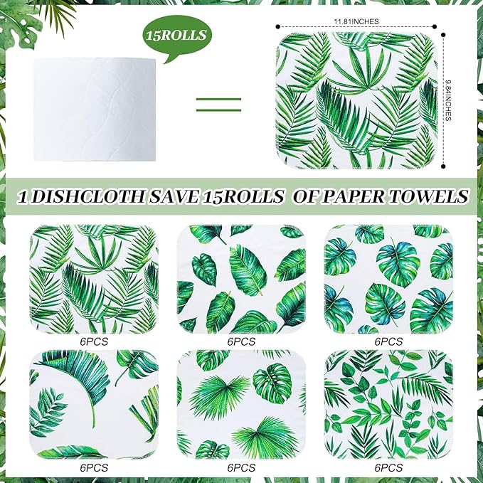 36 Pack Reusable Cleaning Cloths Washable Cotton Kitchen Towels for Home