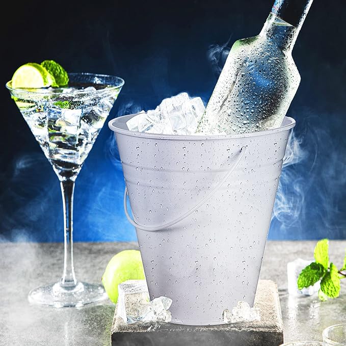 Sadnyy 6 Pack Galvanized Bucket, 5" Metal Bucket with Handles, Metal Buckets and Pails, Kids Party Supplies, Toy Container Table Centerpiece Decoration(White)