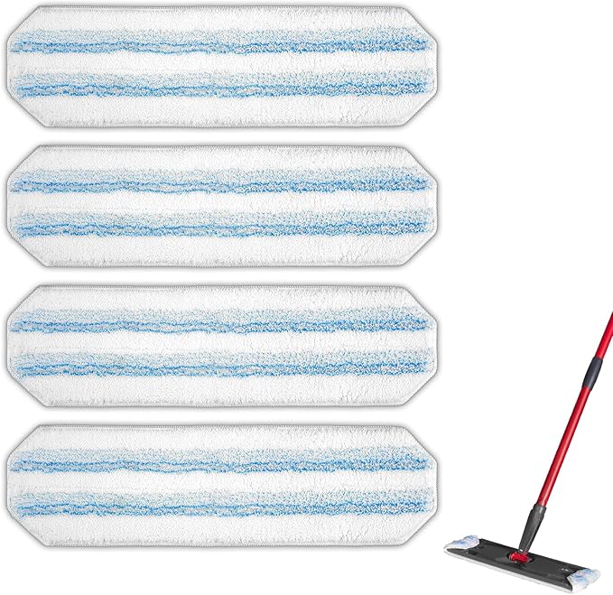 (4 Pack) H2prO Replacement Mop Pads Compatible with O-Cedar H2prO Mop, Washable Mop Cloths, Microfiber Mop Head, Mop Pad Refill Accessories, Mopping Pads