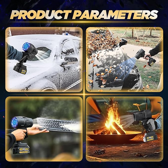 2025 Upgraded Portable Dust Cleaner,Compressed Air Duster with Adjustable Speed,Handheld Cordless Leaf Blower Dust Cleaner,Jet Dry Blower Fan for Outdoor,Cleaning,Camping (Black 1 Battery)