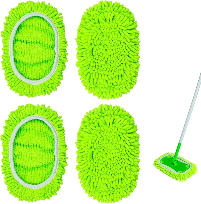 Reusable Mop Pads for Swiffer, 4-Pack Microfiber Washable Reusable Mop Duster Pads for Swiffer Sweeper Mop, Wet Dry Sweeping Mop Pad for Swiffer Sweeper Mop