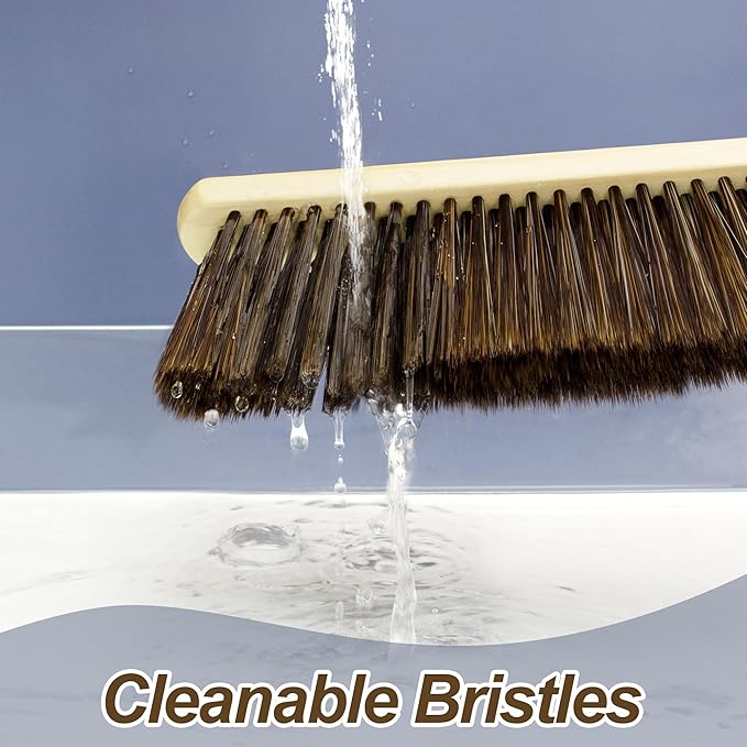 Handheld Dusting Cleaning Brushes Wood Handle Soft Bristle Small Broom, for Clean Dust, 2 Pack, Brown