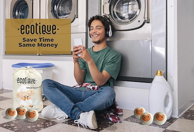 Wool Dryer Balls 6-Pack XL 100% New Zealand Wool Reusable for 1000+ Loads Baby-Safe Chemical-Free Natural Fabric Softener Reduces Drying Time Wrinkles Static Dryer Sheet Alternative